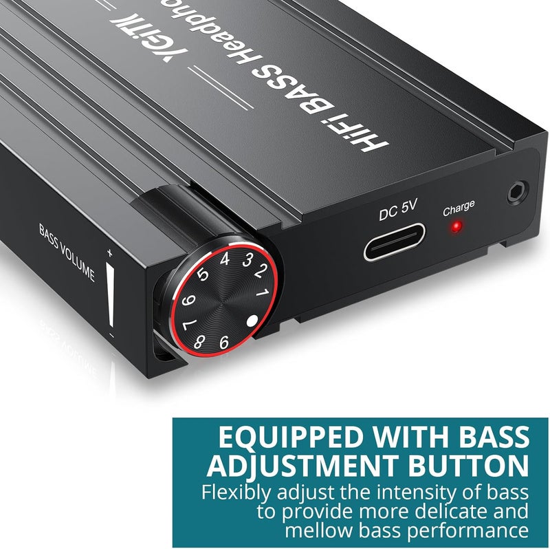 YGiTK 16-600Ω Portable Headphone Amplifier with Bass Boost,3.5mm HiFi Earphone Amplifiers,Gain Switch Bass Volume Adjust,Rechargeble and Aluminum Matte Surface Headphone Amp for Phones,iPad,MP3,MP4 - Image 3